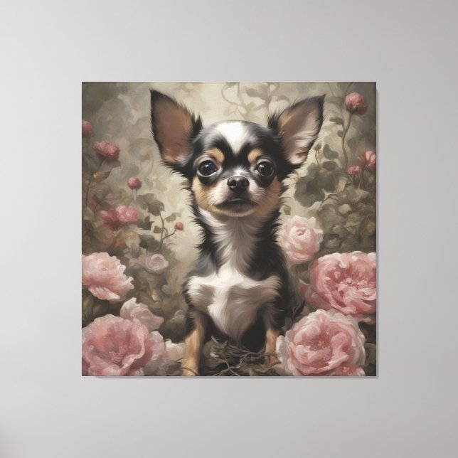 Flower Dog Breed Portraits 9 Canvas Print (Front)