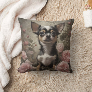 Flower Dog Breed Portraits 9 Throw Pillow