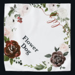 Flower Dog | Dog in Wedding Monogram Pet  Bandana<br><div class="desc">Who doesn't want to show off their fur-babies on one of the most special days in their lives? Design features beautiful floral wreath framing your choice of personalization. "Flower Dog" and pet name on the opposite corner. Add your custom wording to this design by using the "Edit this design template"...</div>