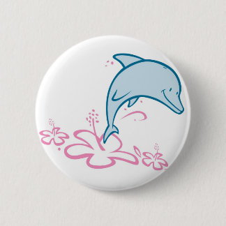 Flower Dolphin 2 Inch Round Button