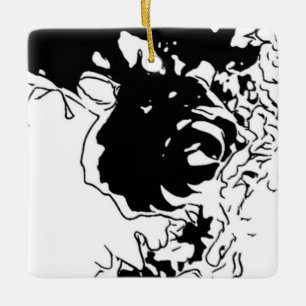 Flower Doodle Ceramic Ornament