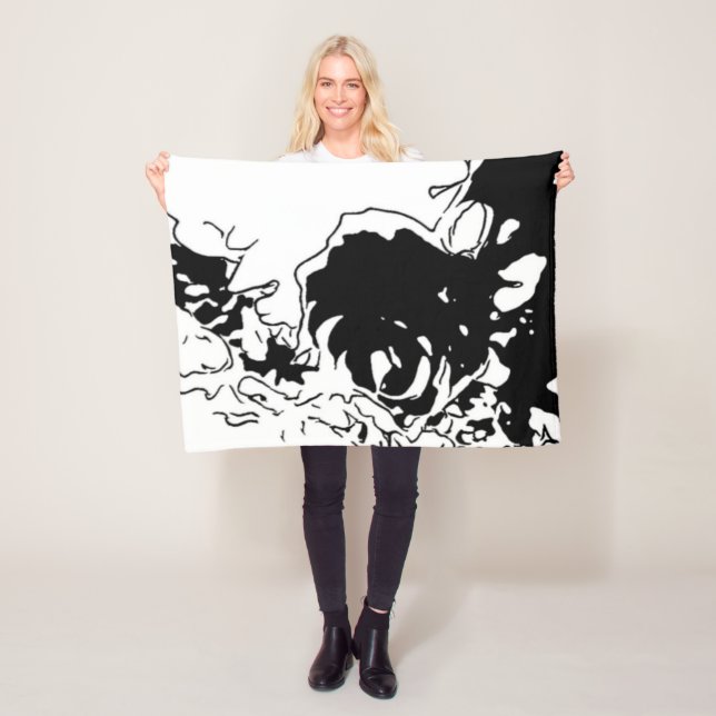 Flower Doodle Fleece Blanket (In Situ)