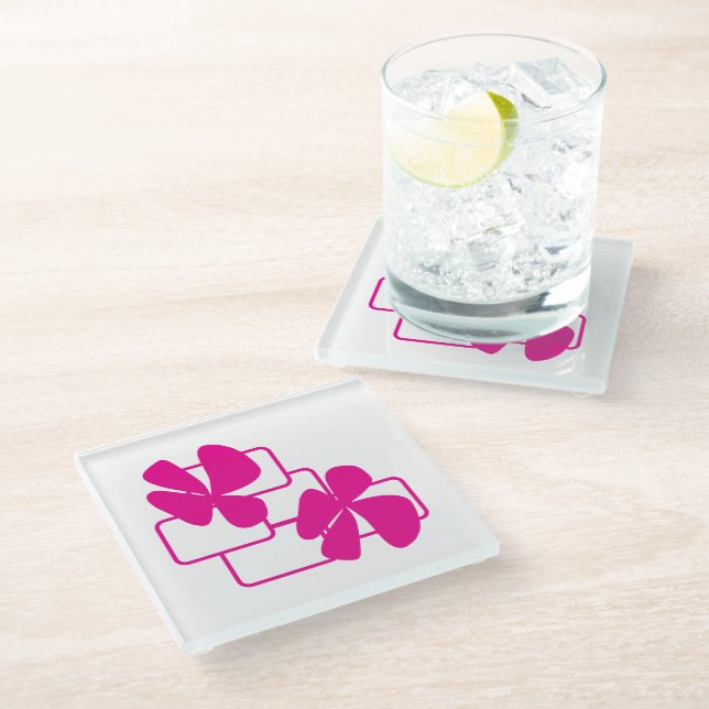 Flower Doodle Glass Coaster (Angled)