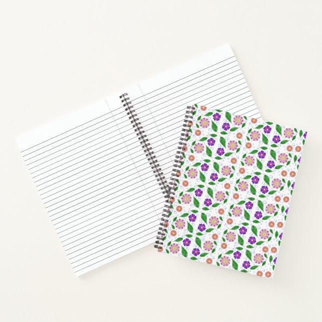 Flower Doodle Pattern Spiral Notebook (Inside)