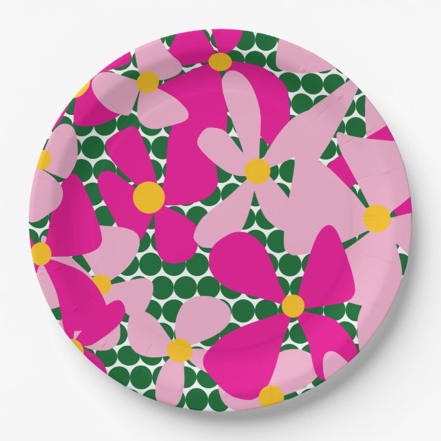 Flower Doodle Throw Pillow Paper Plate (Front)