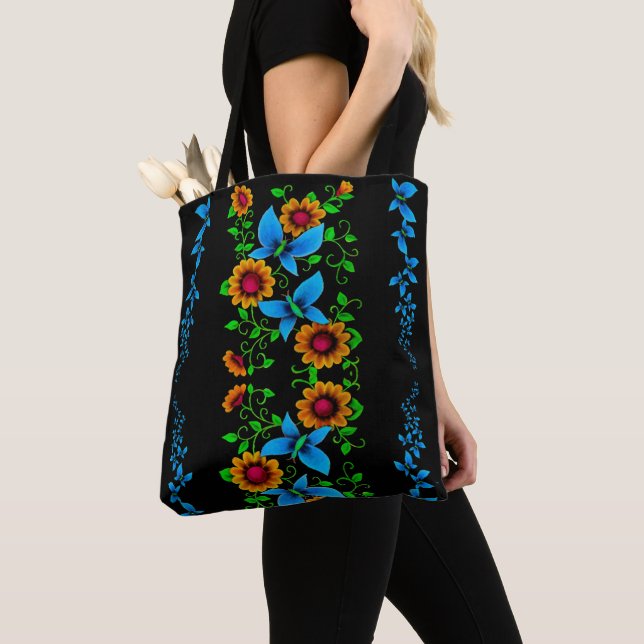 Flower Doodle Tote Bag (Close Up)