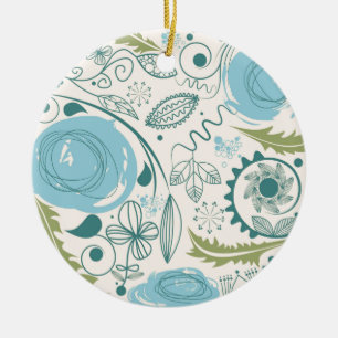 Flower Doodles Ceramic Ornament