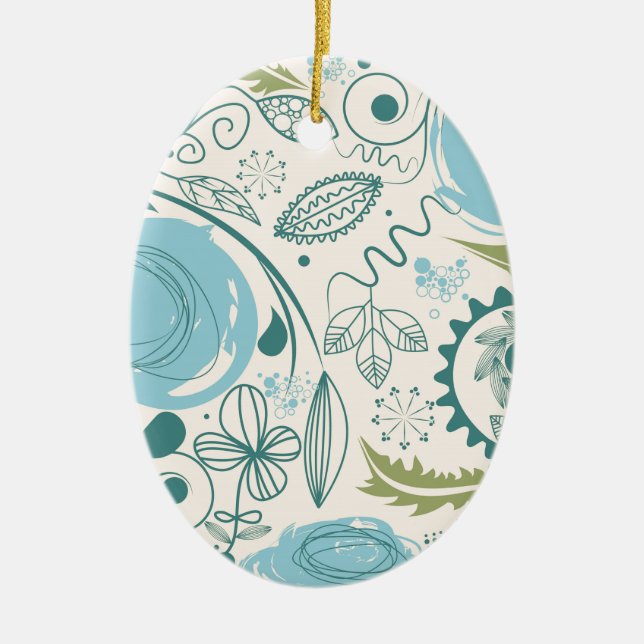 Flower Doodles Ceramic Ornament (Front)