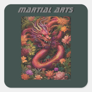 Flower Dragon Square Sticker