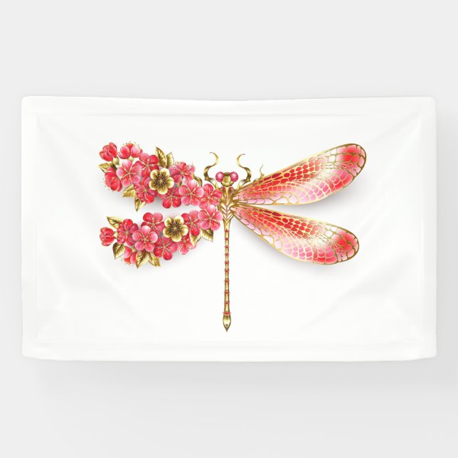 Flower dragonfly with jewellery sakura banner (Horizontal)