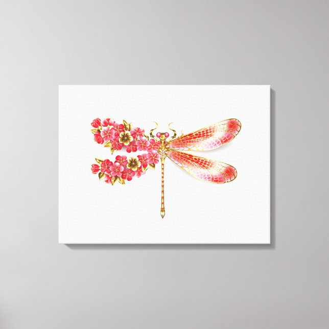 Flower dragonfly with jewellery sakura canvas print (Front)