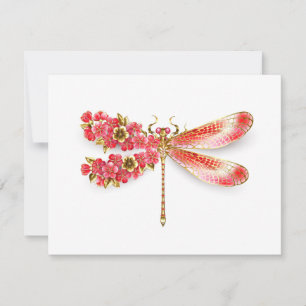 Flower dragonfly with jewellery sakura card