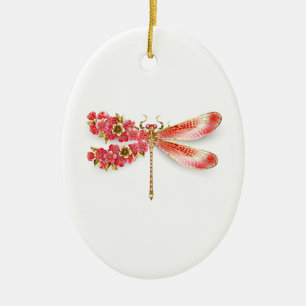 Flower dragonfly with jewellery sakura ceramic ornament