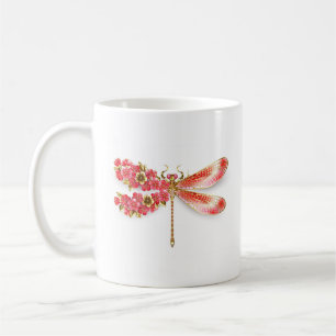 Flower dragonfly with jewellery sakura coffee mug