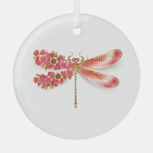 Flower dragonfly with jewellery sakura glass ornament