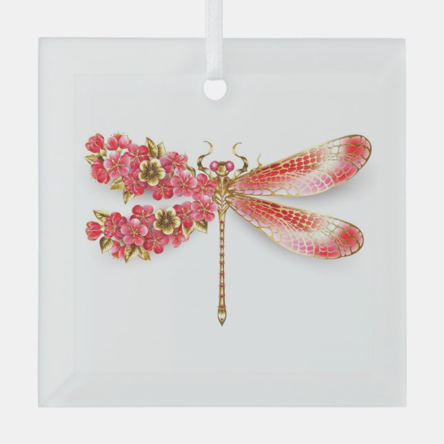 Flower dragonfly with jewellery sakura glass ornament (Front)