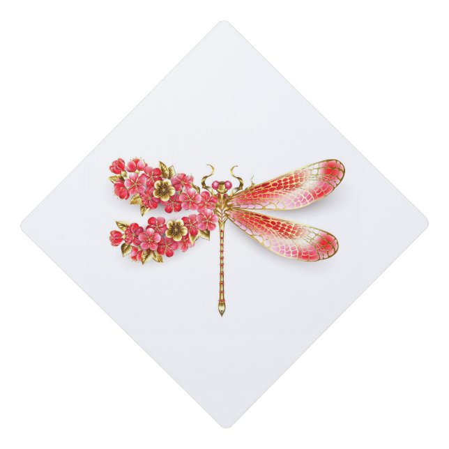 Flower dragonfly with jewellery sakura graduation cap topper (Front)