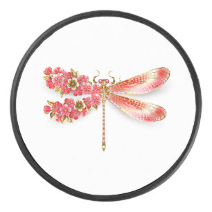Flower dragonfly with jewellery sakura hockey puck