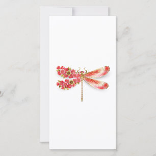 Flower dragonfly with jewellery sakura holiday card