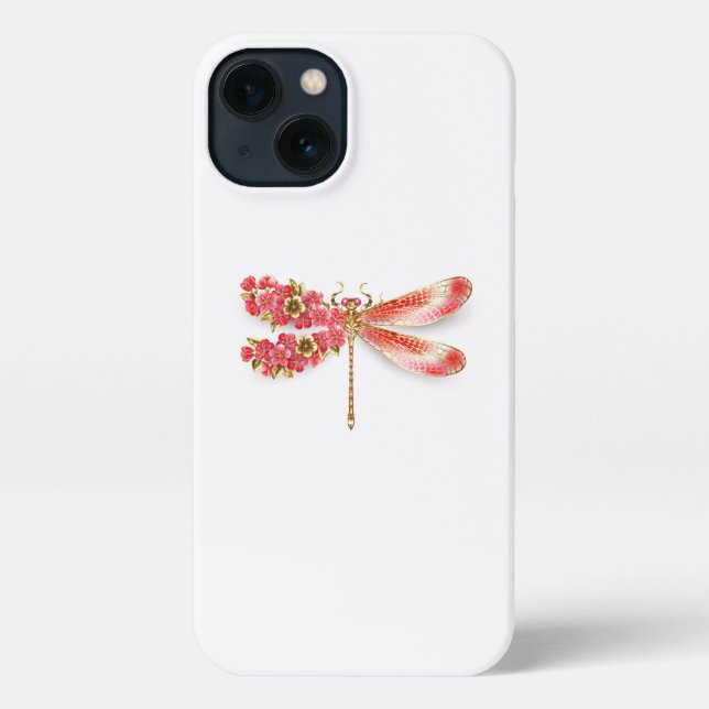 Flower dragonfly with jewellery sakura iPhone case (Back)