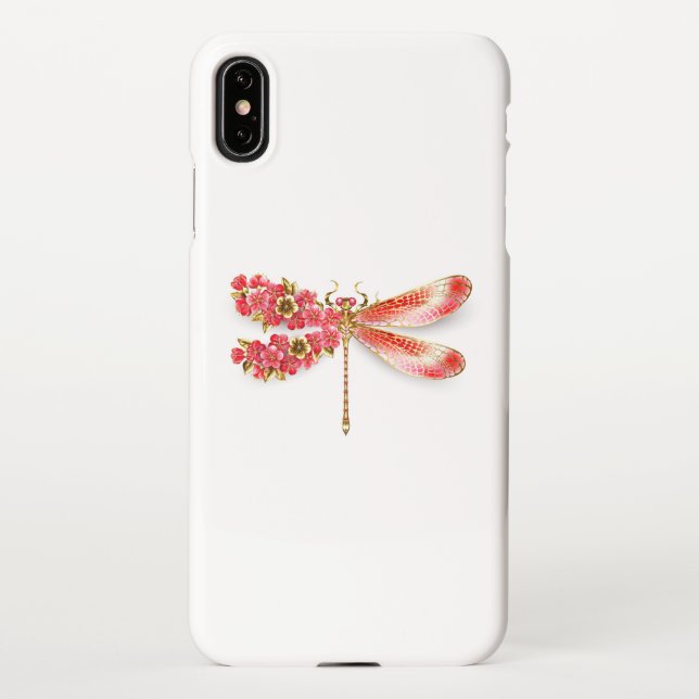 Flower dragonfly with jewellery sakura iPhone case (Back)