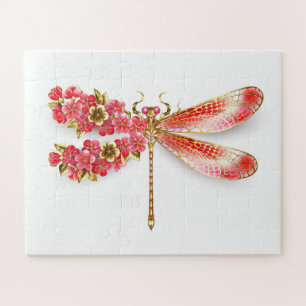 Flower dragonfly with jewellery sakura jigsaw puzzle