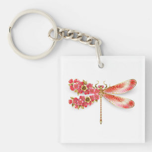 Flower dragonfly with jewellery sakura keychain