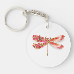 Flower dragonfly with jewellery sakura keychain