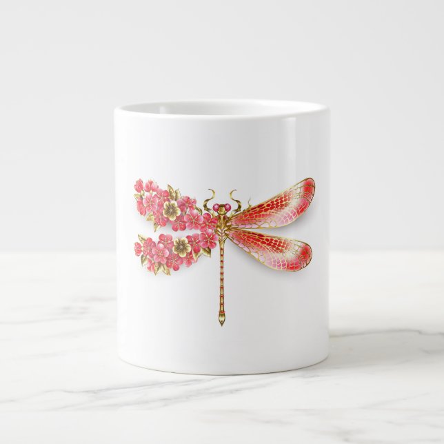 Flower dragonfly with jewellery sakura large coffee mug (Front)