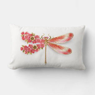 Flower dragonfly with jewellery sakura lumbar pillow