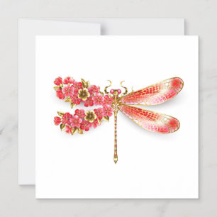 Flower dragonfly with jewellery sakura magnetic invitation