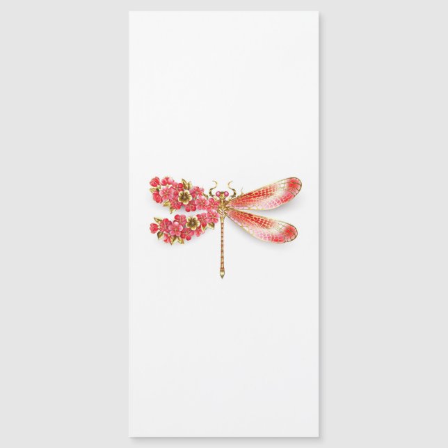 Flower dragonfly with jewellery sakura magnetic invitation (Front)