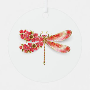 Flower dragonfly with jewellery sakura metal ornament