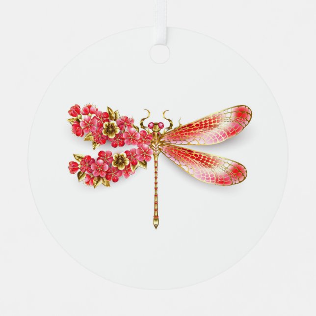 Flower dragonfly with jewellery sakura metal ornament (Front)