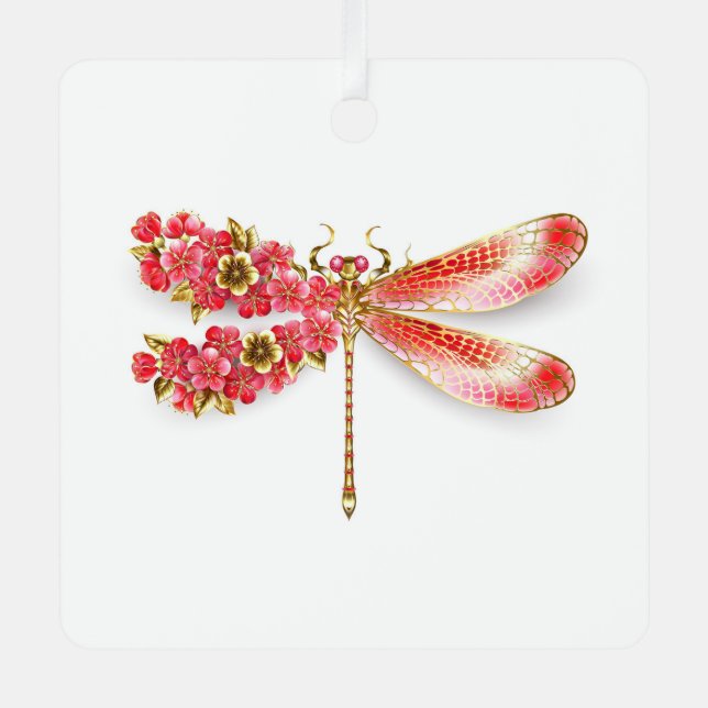 Flower dragonfly with jewellery sakura metal ornament (Front)