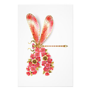 Flower dragonfly with jewellery sakura photo print