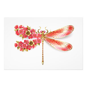 Flower dragonfly with jewellery sakura photo print
