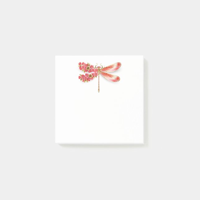 Flower dragonfly with jewellery sakura post-it notes (Front)