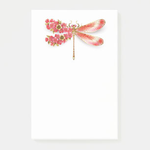 Flower dragonfly with jewellery sakura post-it notes