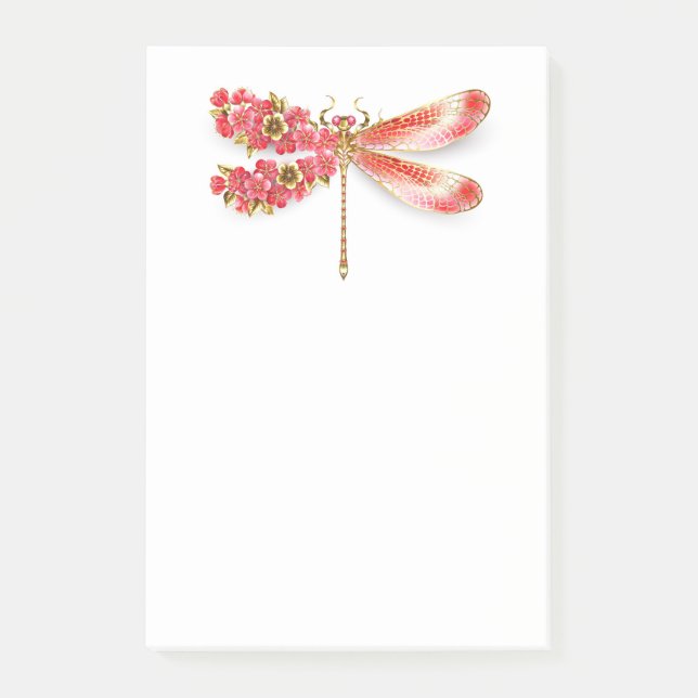 Flower dragonfly with jewellery sakura post-it notes (Front)