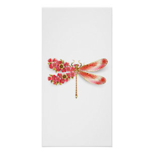 Flower dragonfly with jewellery sakura poster