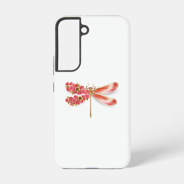 Flower dragonfly with jewellery sakura samsung galaxy s22 case (Back)