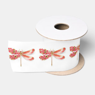 Flower dragonfly with jewellery sakura satin ribbon