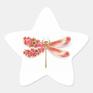 Flower dragonfly with jewellery sakura star sticker