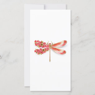 Flower dragonfly with jewellery sakura thank you card