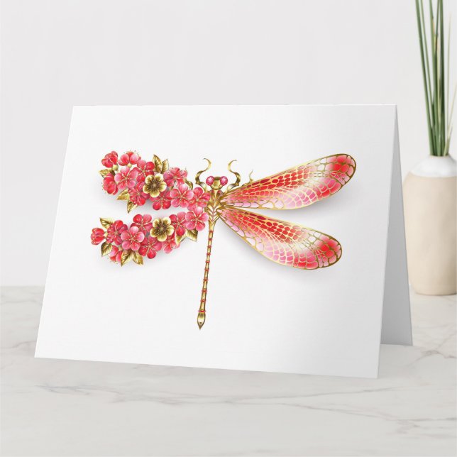 Flower dragonfly with jewellery sakura thank you card (Front)