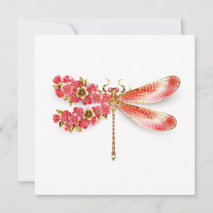 Flower dragonfly with jewellery sakura thank you card