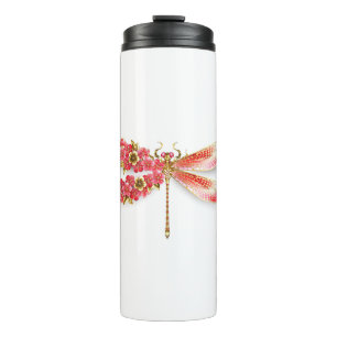 Flower dragonfly with jewellery sakura thermal tumbler