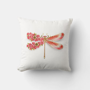Flower dragonfly with jewellery sakura throw pillow
