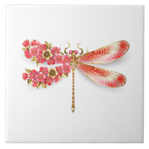 Flower dragonfly with jewellery sakura tile